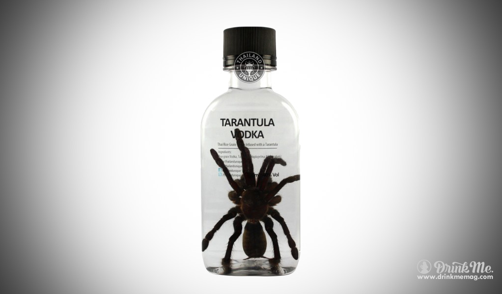 Spider tarantula Vodka drinkmemag.com drink me insects in drinks weird alcohol